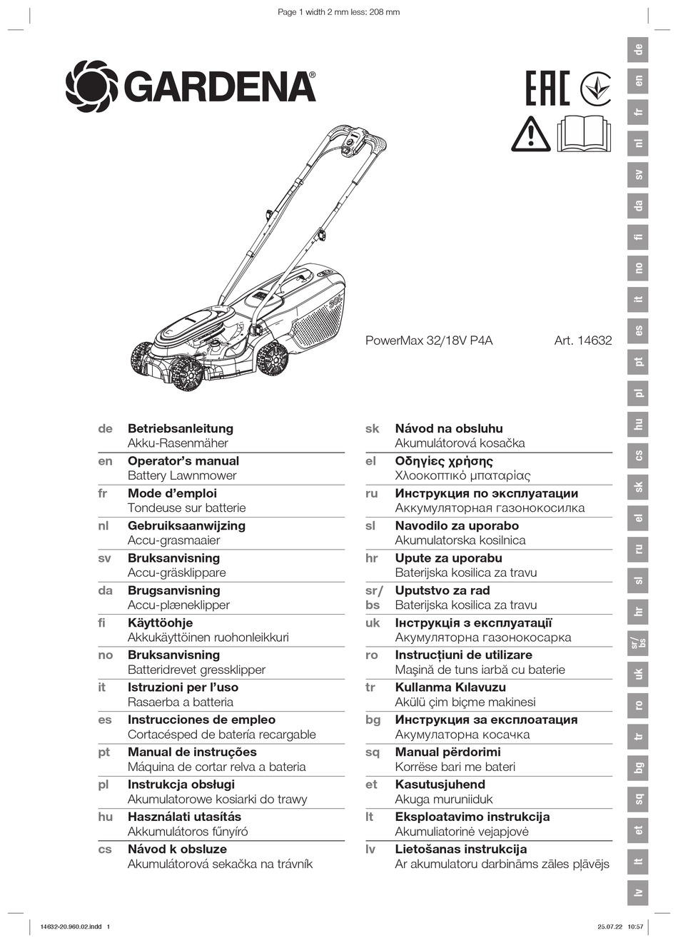 GARDENA POWERMAX 32/18V P4A OPERATOR'S MANUAL Pdf Download | ManualsLib