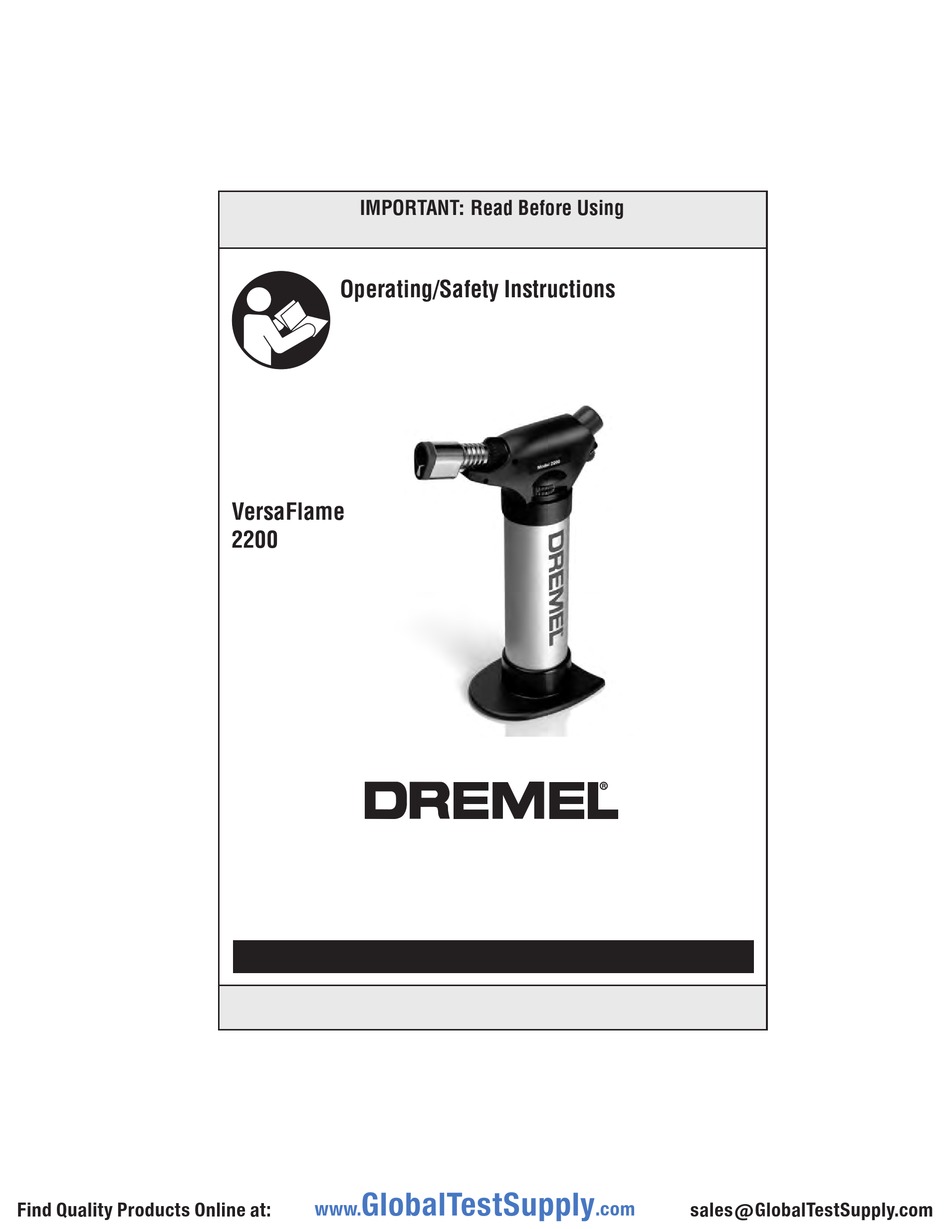 DREMEL VERSAFLAME 2200 OPERATING/SAFETY INSTRUCTIONS MANUAL Pdf