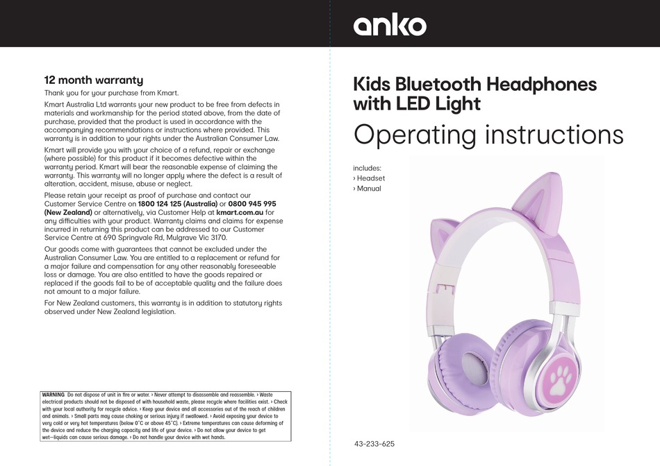 ANKO 43233625 OPERATING INSTRUCTIONS Pdf Download ManualsLib