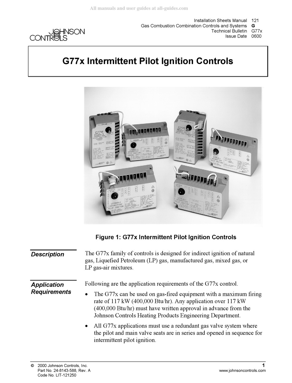 JOHNSON CONTROLS G77 SERIES INSTALLATION SHEETS MANUAL Pdf Download ...