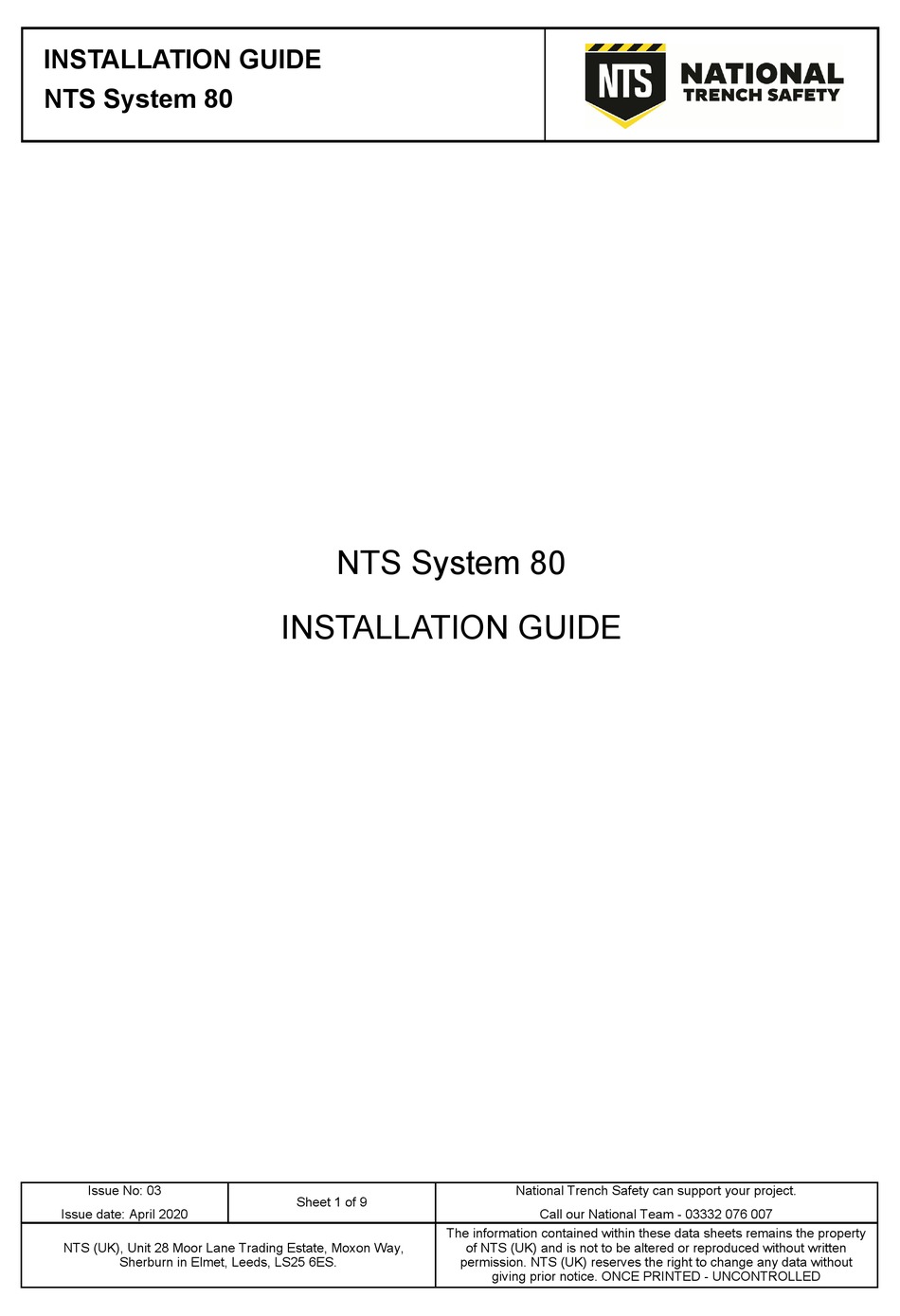 NTS SYSTEM 80 INSTALLATION MANUAL Pdf Download ManualsLib