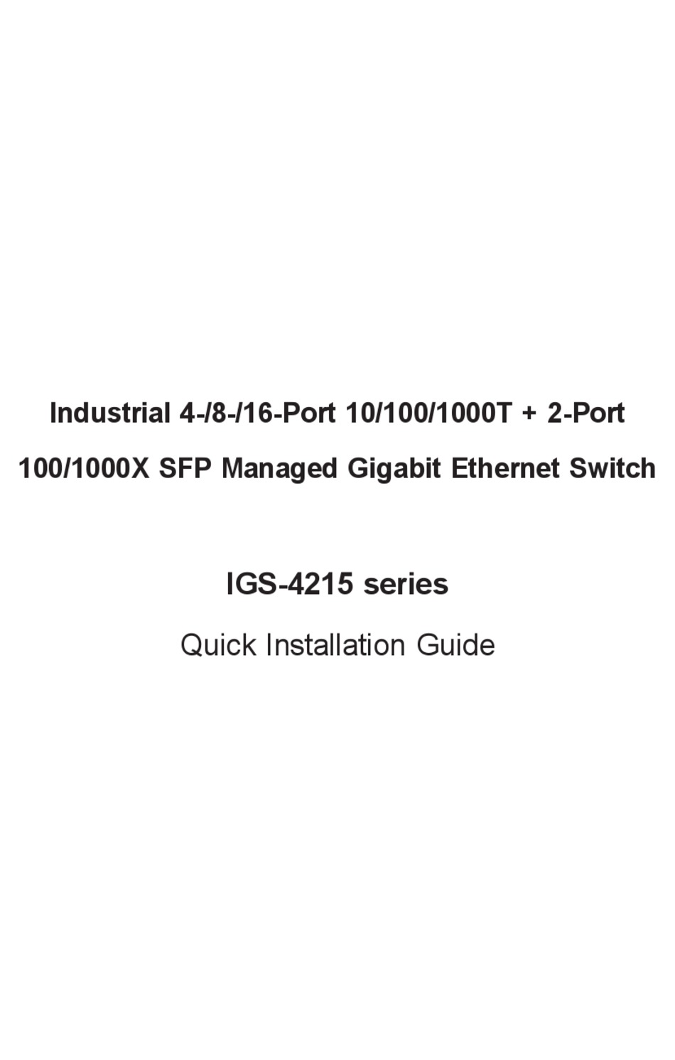 PLANET IGS-4215 SERIES QUICK INSTALLATION MANUAL Pdf Download | ManualsLib