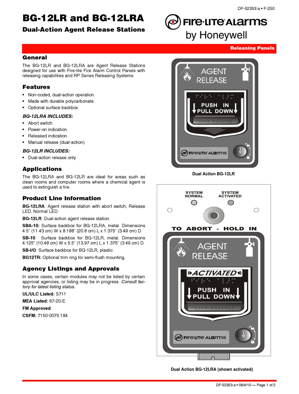 Honeywell Fire Lite Alarms Bg Lr Quick Start Manual Pdf Download Manualslib