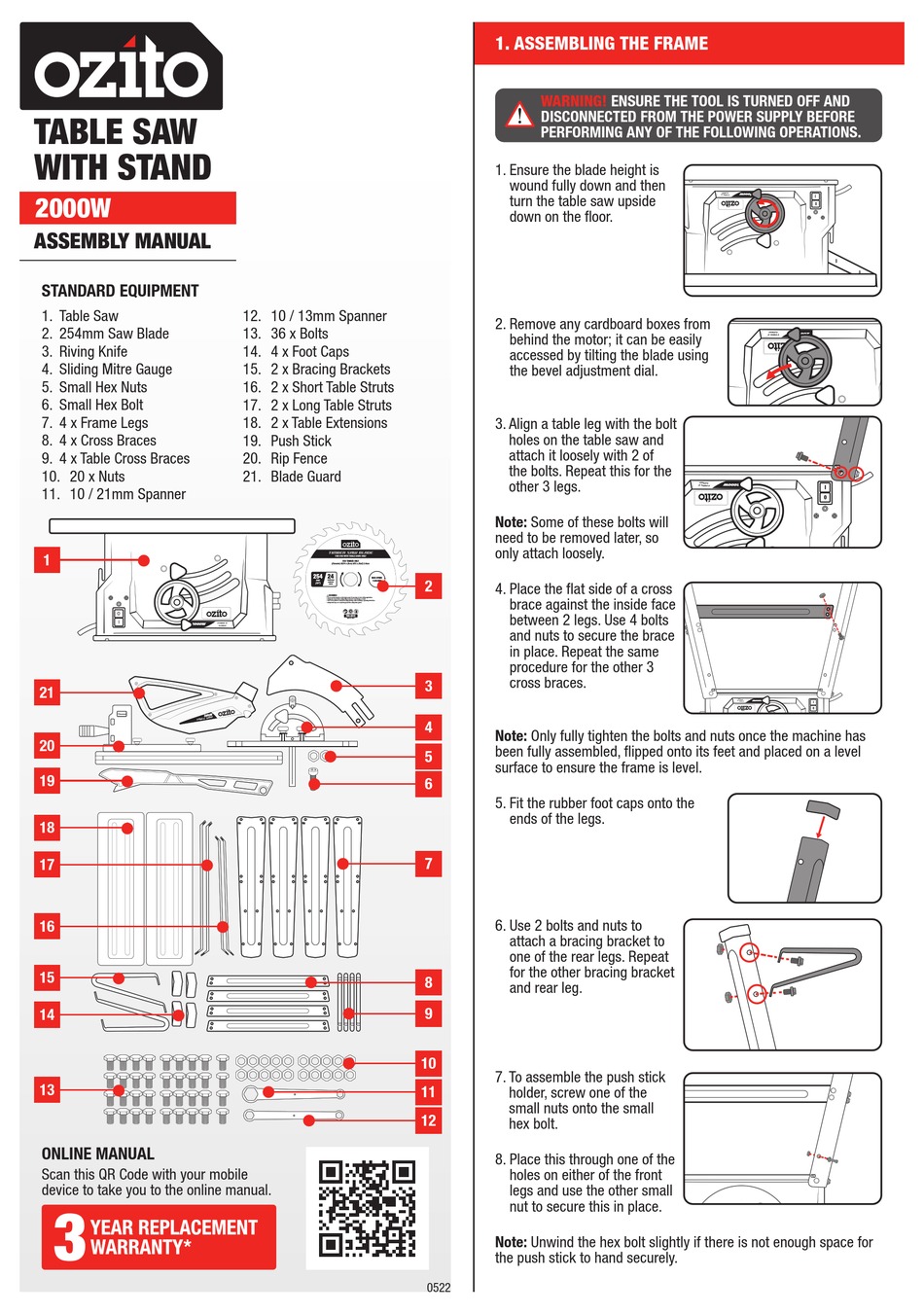 OZITO TBS2010 ASSEMBLY MANUAL Pdf Download ManualsLib