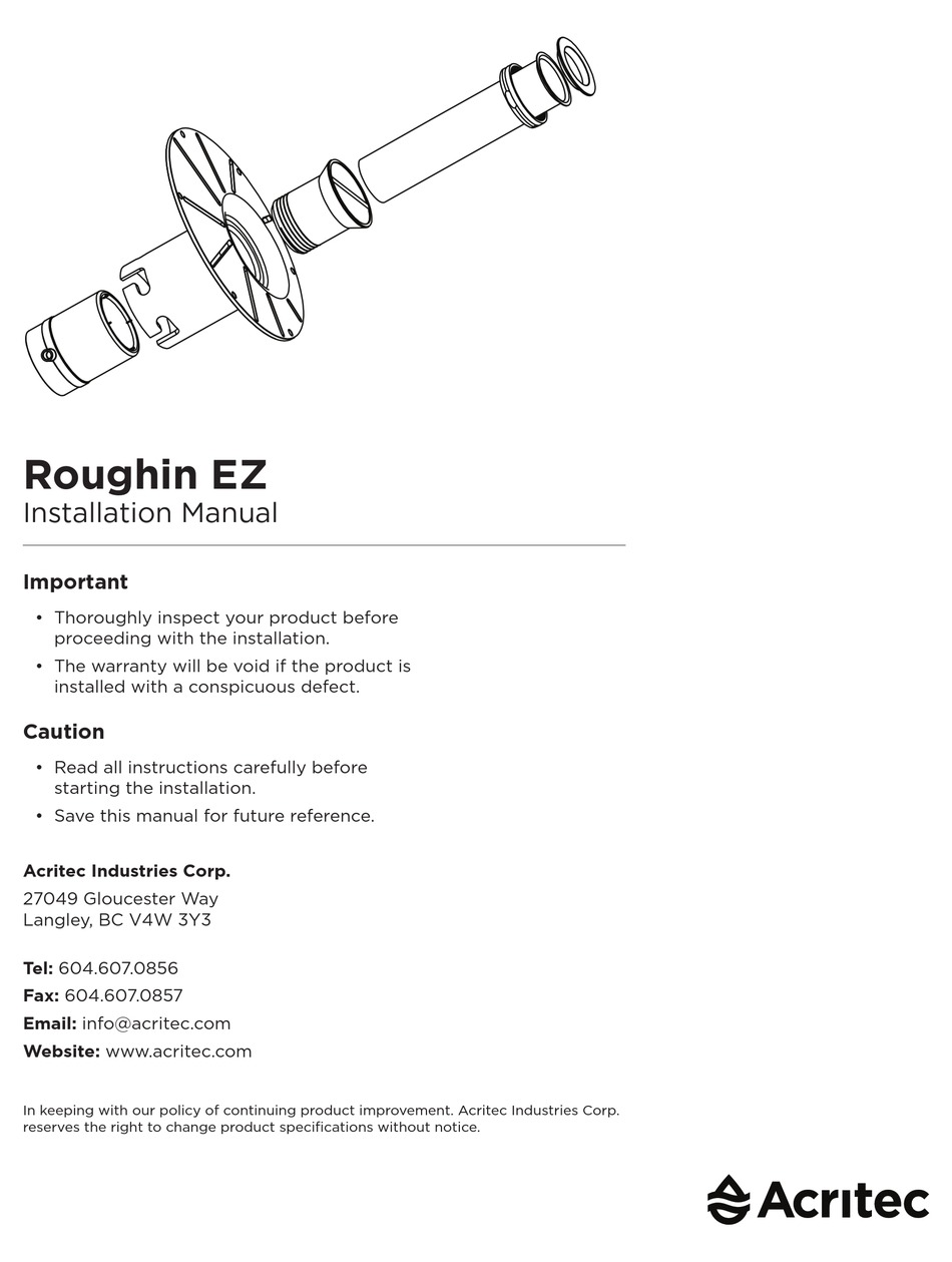ACRITEC ROUGHIN EZ INSTALLATION MANUAL Pdf Download ManualsLib
