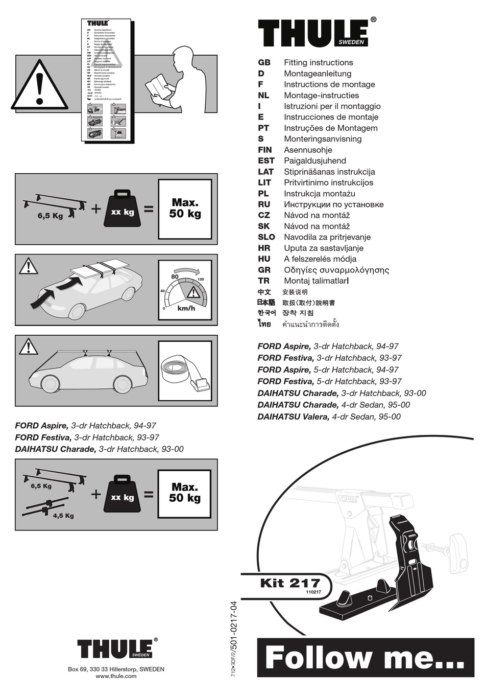 THULE KIT 217 FITTING INSTRUCTIONS Pdf Download ManualsLib