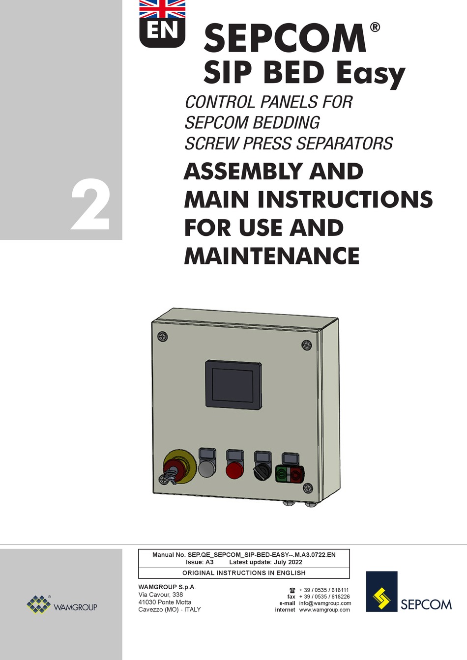 Wamgroup Sepcom Sip Bed Easy Assembly And Main Instructions For Use And Maintenance Pdf Download