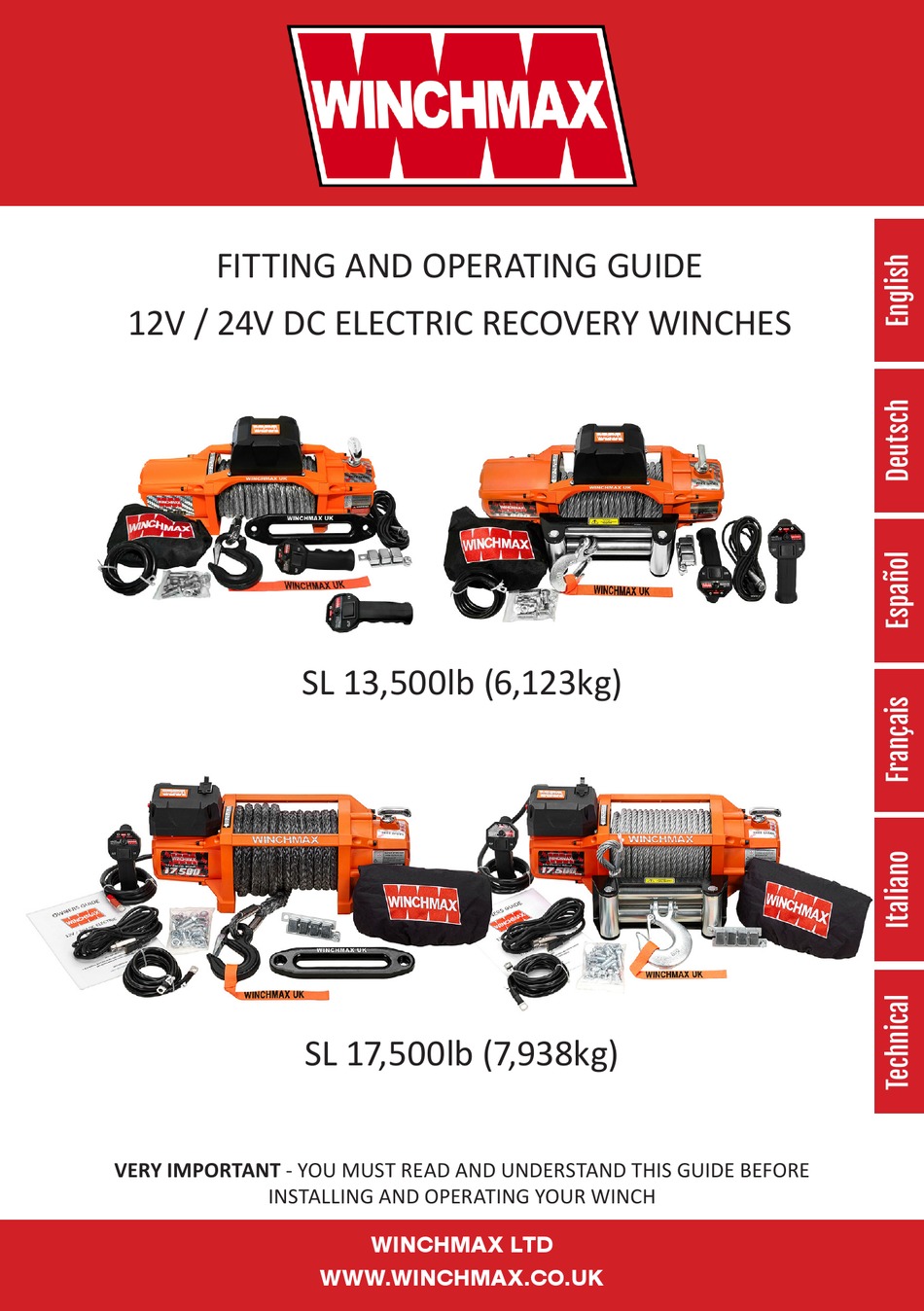 WINCHMAX WMSL13500 FITTING AND OPERATING MANUAL Pdf Download ManualsLib