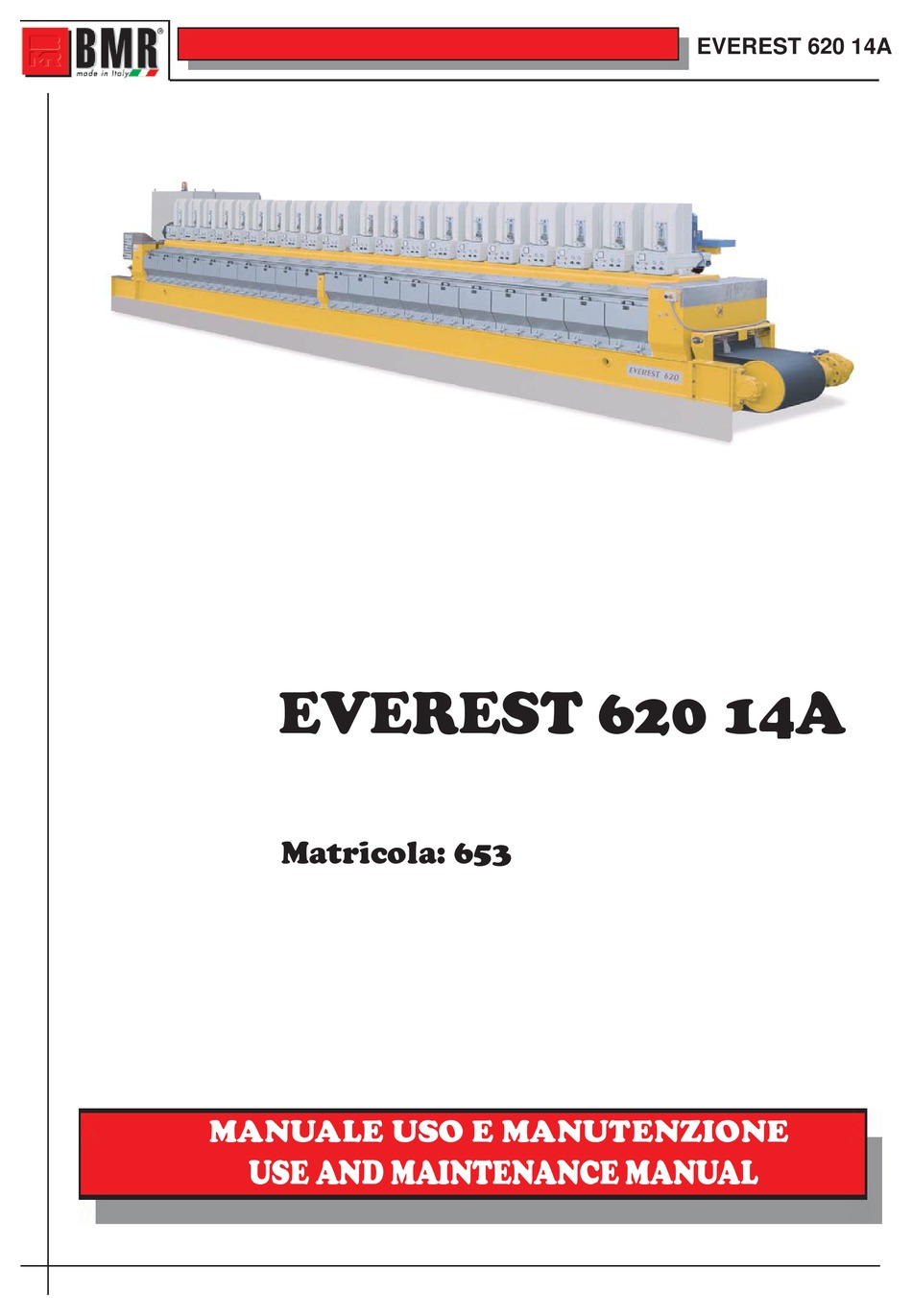 BMR EVEREST 620 14A USE AND MAINTENANCE MANUAL Pdf Download | ManualsLib