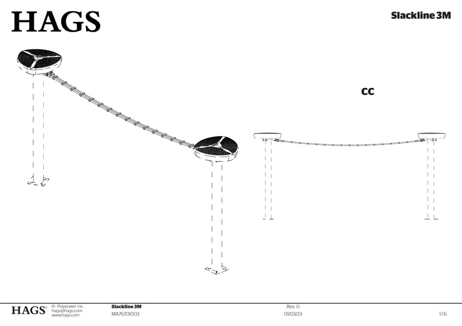 HAGS SLACKLINE 3M INSTALLATION INSTRUCTIONS MANUAL Pdf Download