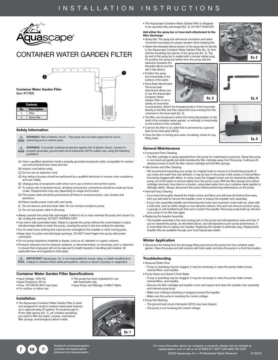 AQUASCAPE 77005 INSTALLATION INSTRUCTIONS Pdf Download ManualsLib
