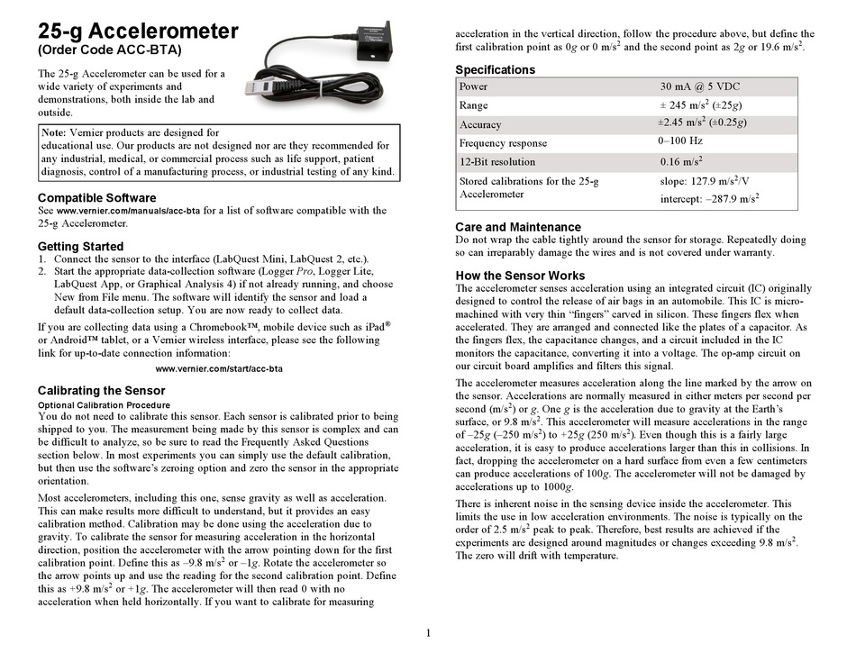 VERNIER ACCBTA QUICK START MANUAL Pdf Download ManualsLib