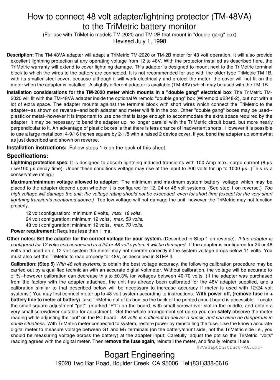 BOGART ENGINEERING TM48VA HOW TO CONNECT Pdf Download ManualsLib