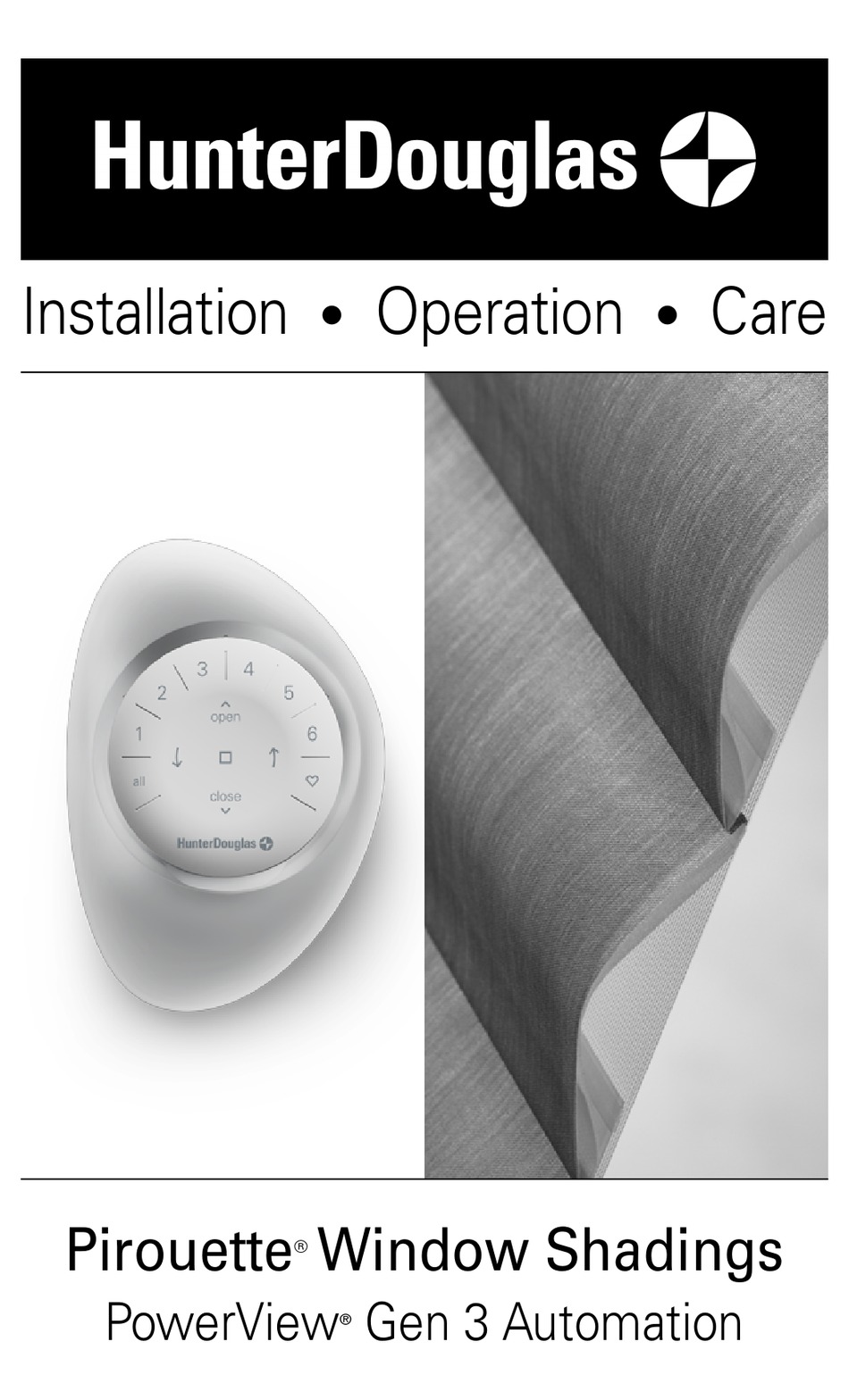 HUNTER DOUGLAS PIROUETTE INSTALLATION OPERATION CARE Pdf Download