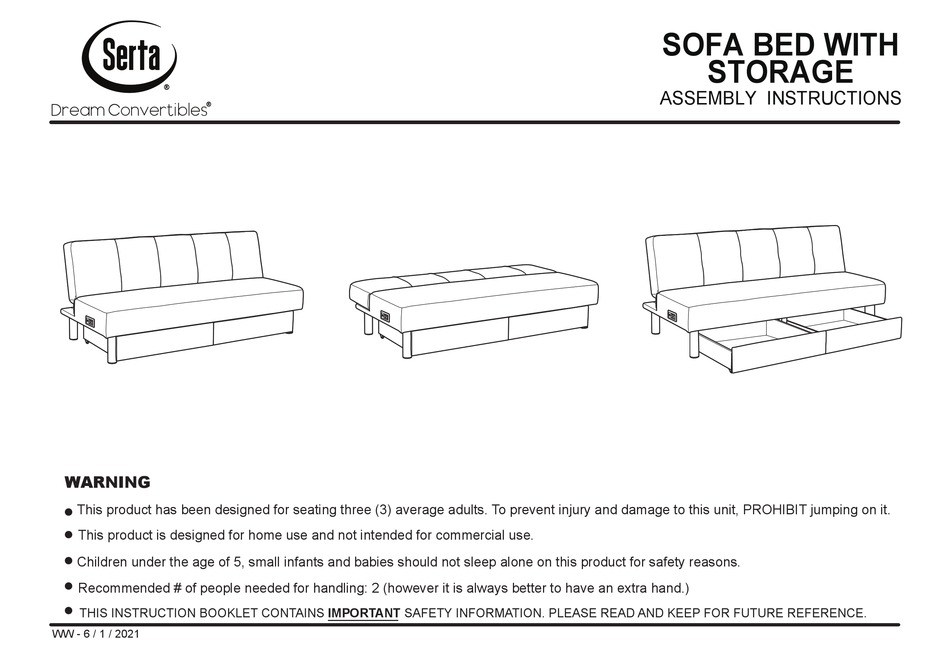 SERTA TRINIDAD SOFA ASSEMBLY INSTRUCTIONS MANUAL Pdf Download ManualsLib