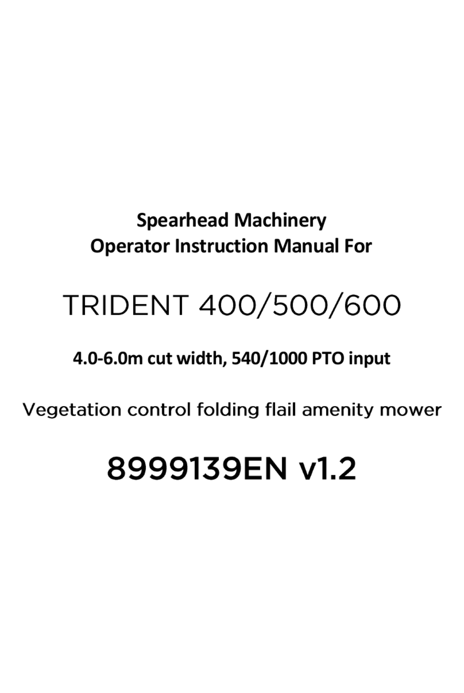 SPEARHEAD TRIDENT 400 OPERATOR'S INSTRUCTION MANUAL Pdf Download ...