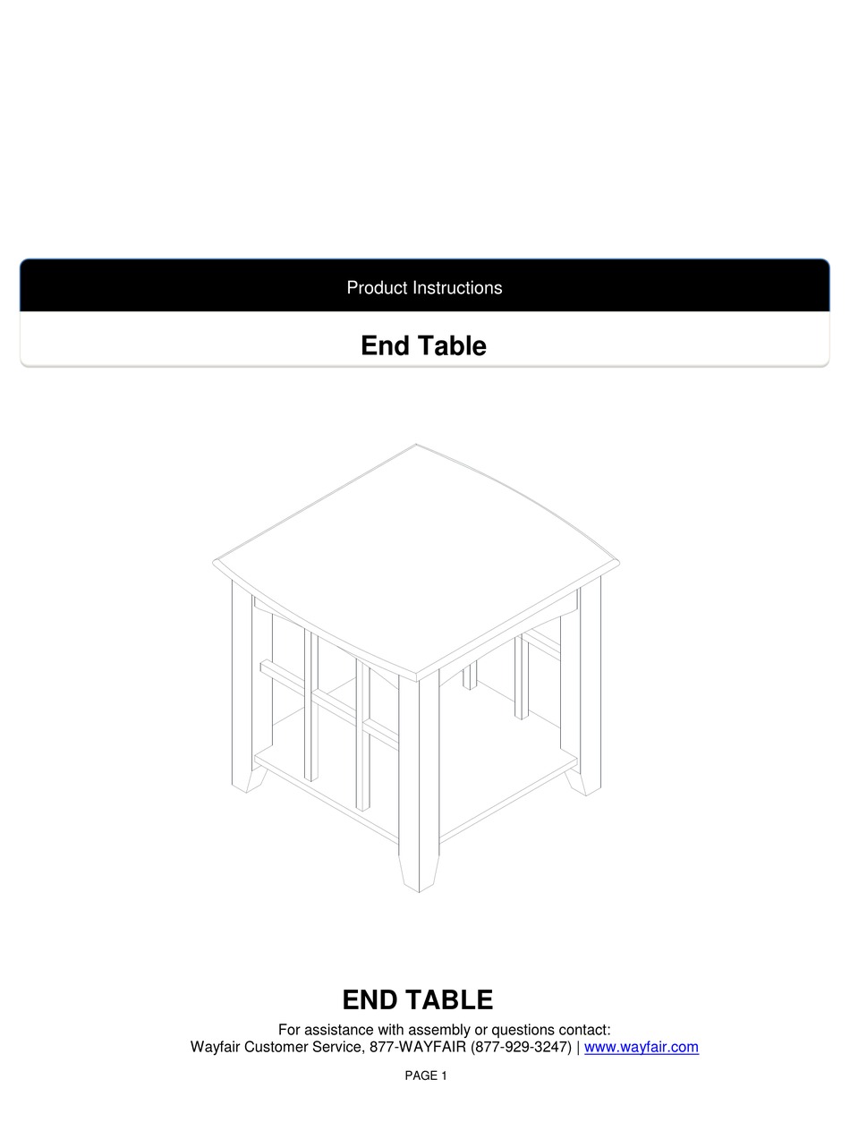 WAYFAIR END TABLE PRODUCT INSTRUCTIONS Pdf Download ManualsLib