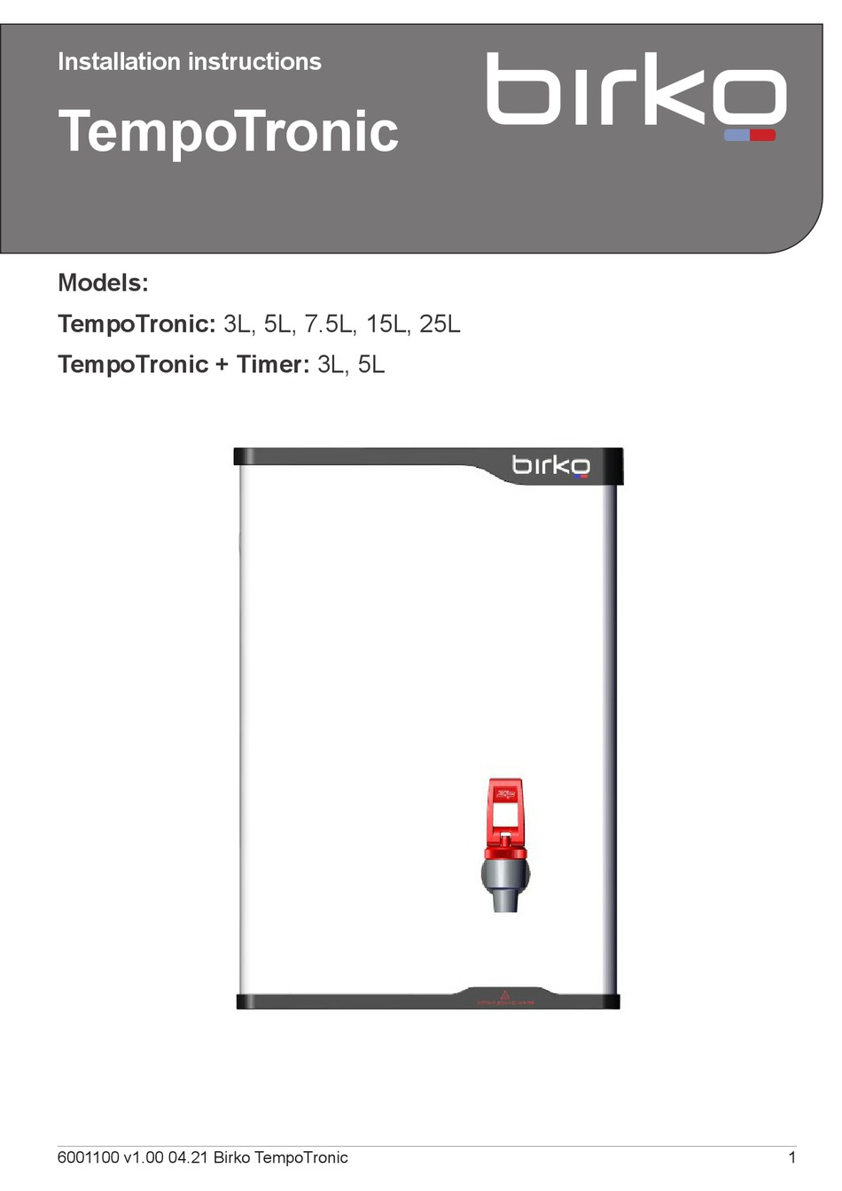 BIRKO TEMPOTRONIC 3L INSTALLATION INSTRUCTIONS MANUAL Pdf Download