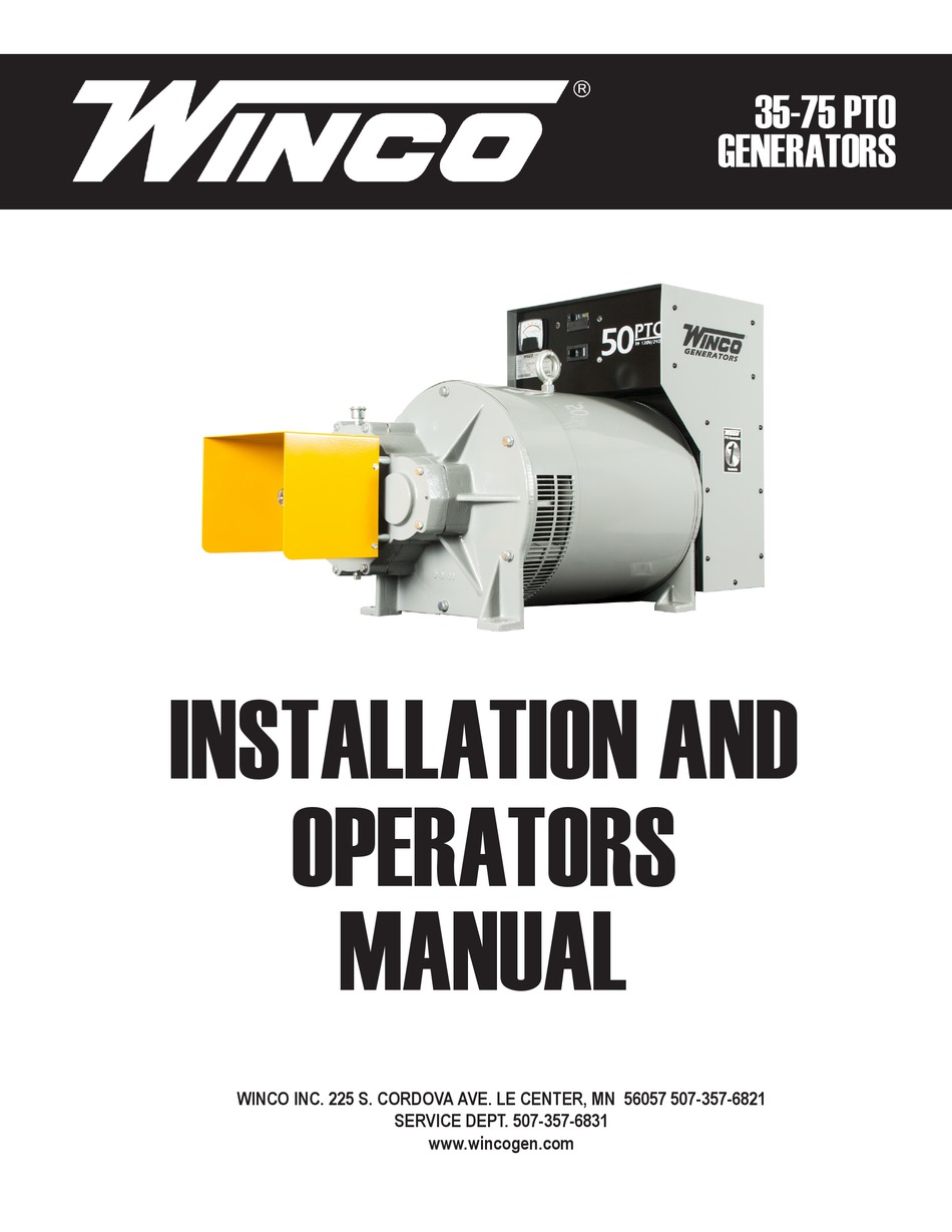 WINCO 35-75 PTO INSTALLATION AND OPERATOR'S MANUAL Pdf Download ...