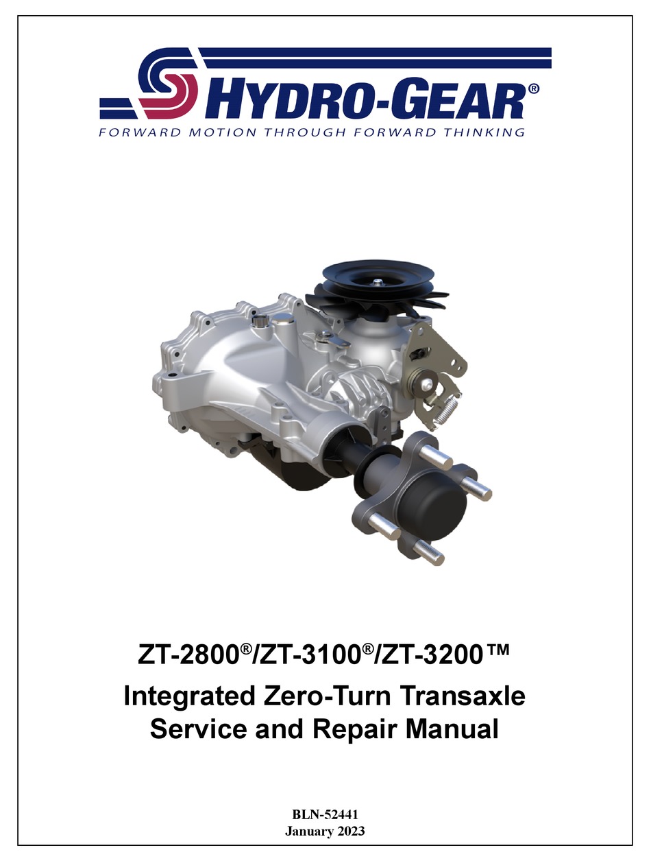 HYDROGEAR ZT2800 SERVICE AND REPAIR MANUAL Pdf Download ManualsLib