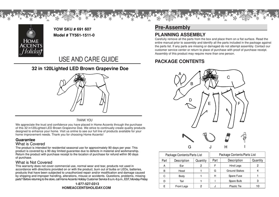 HOME ACCENTS HOLIDAY TY56115110 USE AND CARE MANUAL Pdf Download