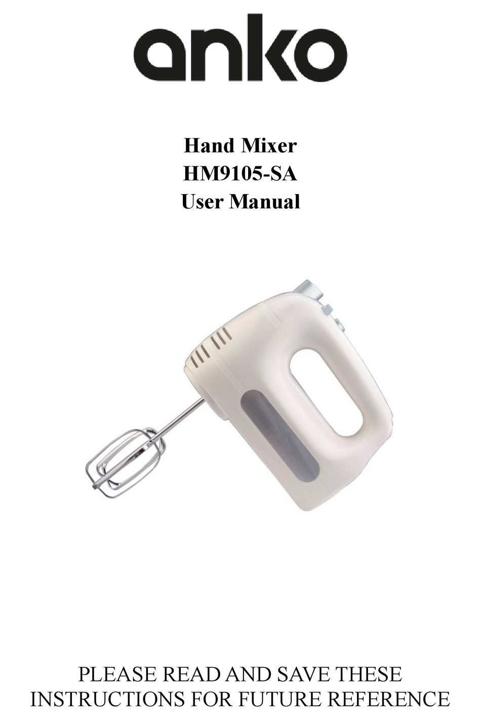 HOME ESSENTIAL HM-125458 Hand Mixer Instruction Manual