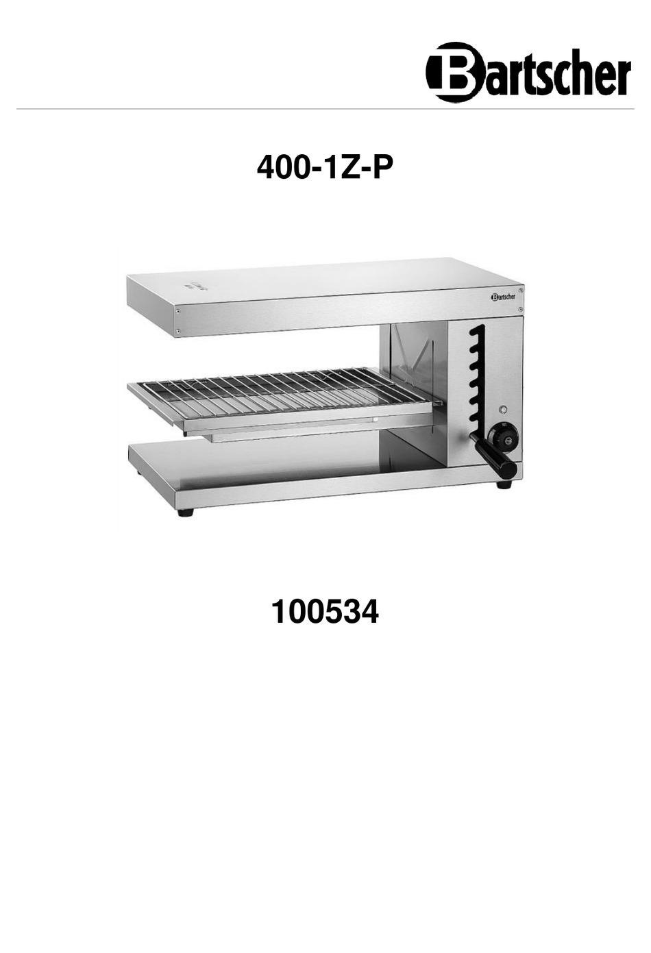 BARTSCHER 400-1Z-P ORIGINAL INSTRUCTION MANUAL Pdf Download | ManualsLib