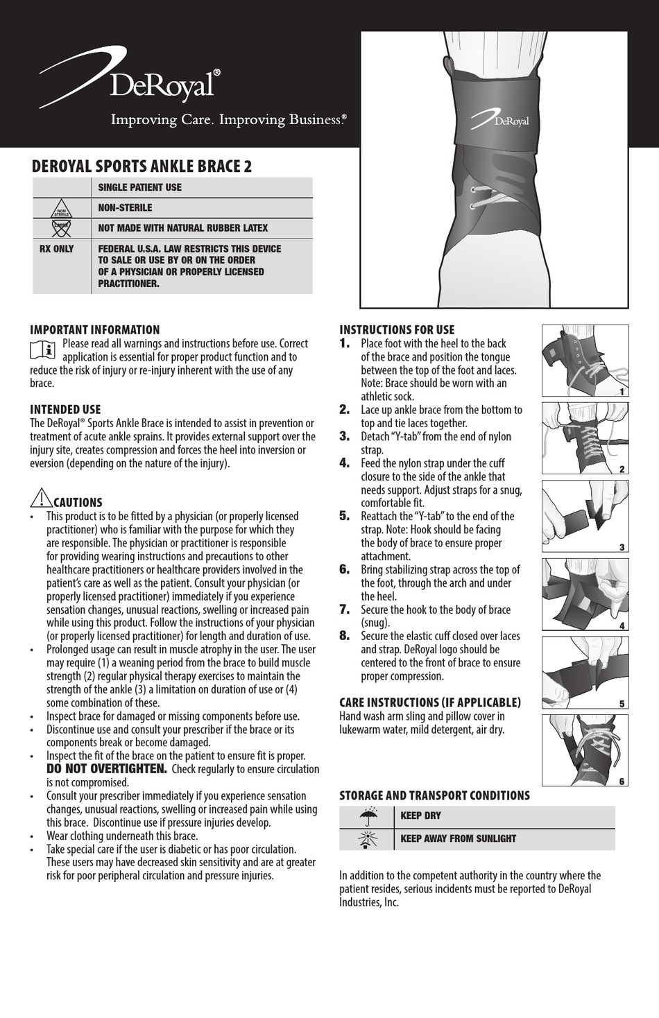 DEROYAL SPORTS ANKLE BRACE 2 QUICK START MANUAL Pdf Download ManualsLib