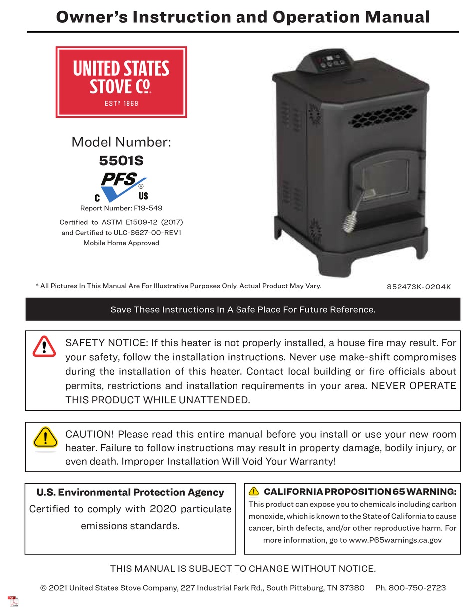 UNITED STATES STOVE 5501S OWNER’S INSTRUCTION AND OPERATION MANUAL Pdf Download ManualsLib