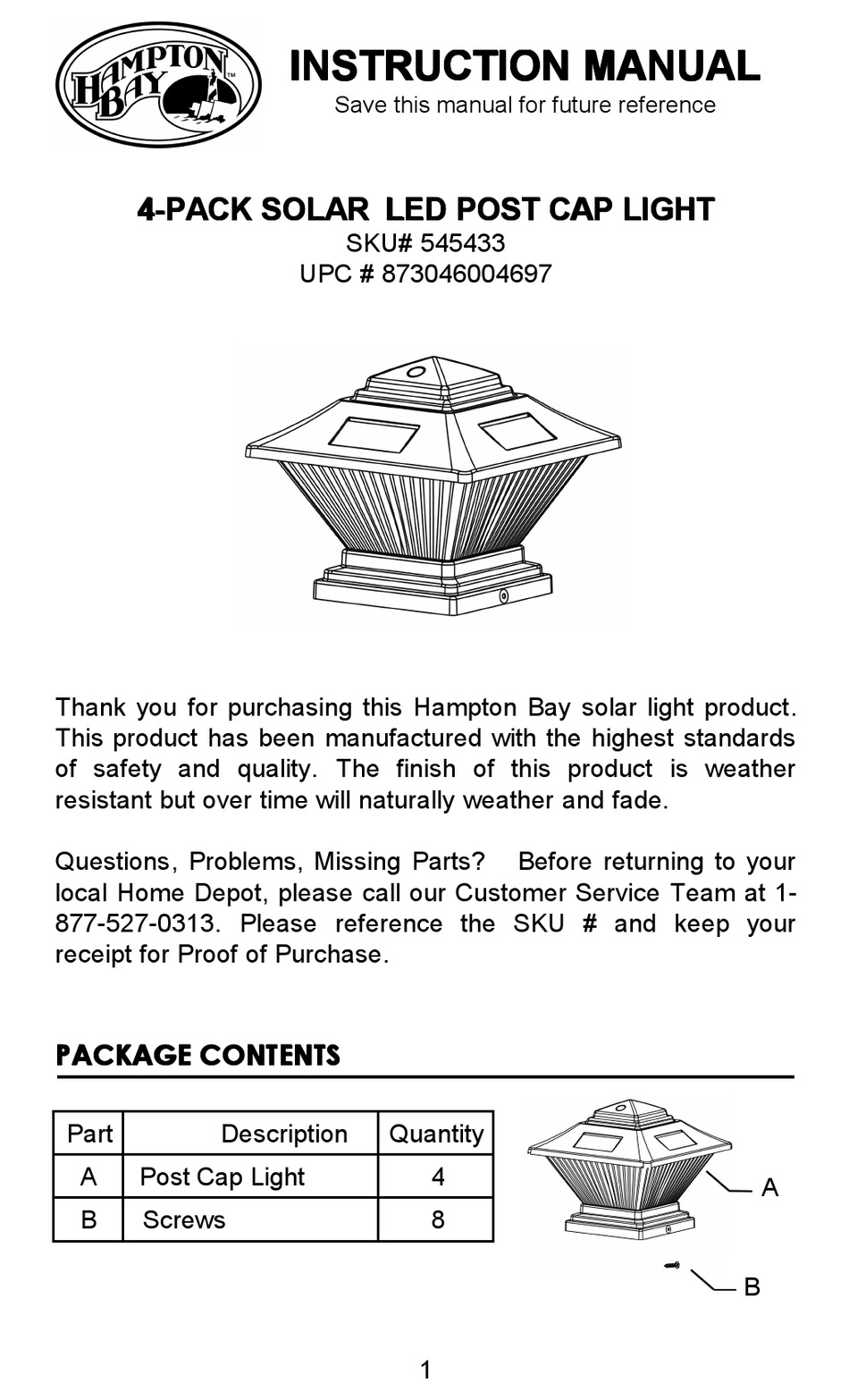 HAMPTON BAY 545433 INSTRUCTION MANUAL Pdf Download ManualsLib