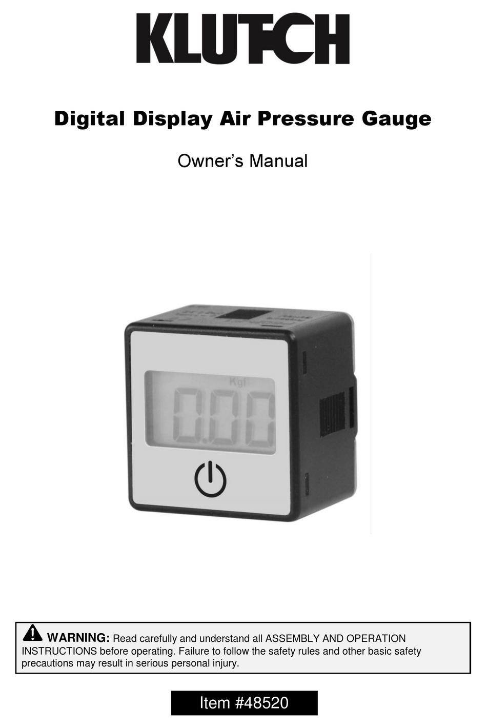 KLUTCH 48520 OWNER'S MANUAL Pdf Download ManualsLib