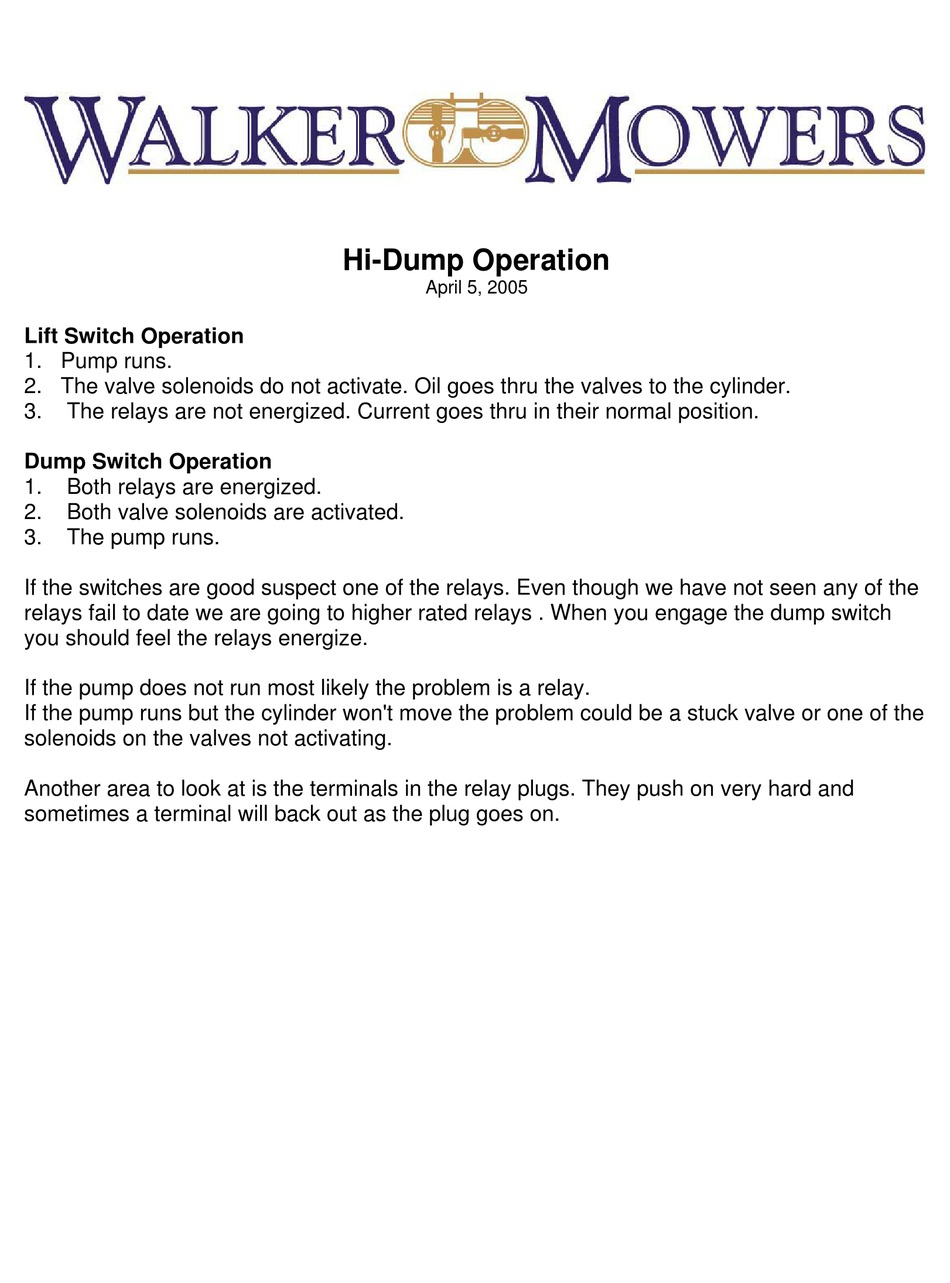 WALKER HIDUMP OPERATION Pdf Download ManualsLib