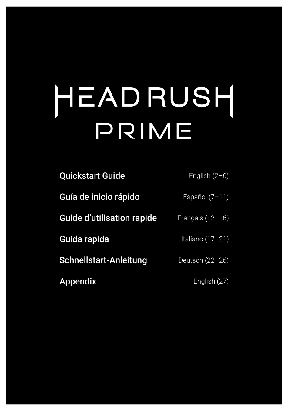 HEAD RUSH TECHNOLOGIES PRIME QUICK START MANUAL Pdf Download ManualsLib