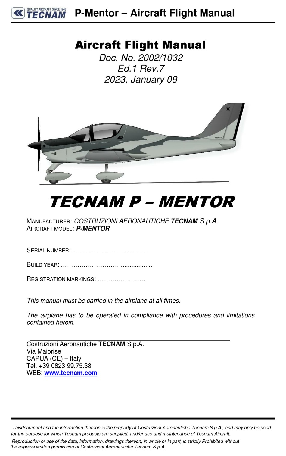 TECNAM P-MENTOR FLIGHT MANUAL Pdf Download | ManualsLib