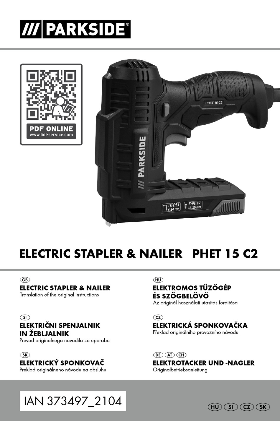 PARKSIDE PHET 15 C2 TRANSLATION OF THE ORIGINAL INSTRUCTIONS Pdf