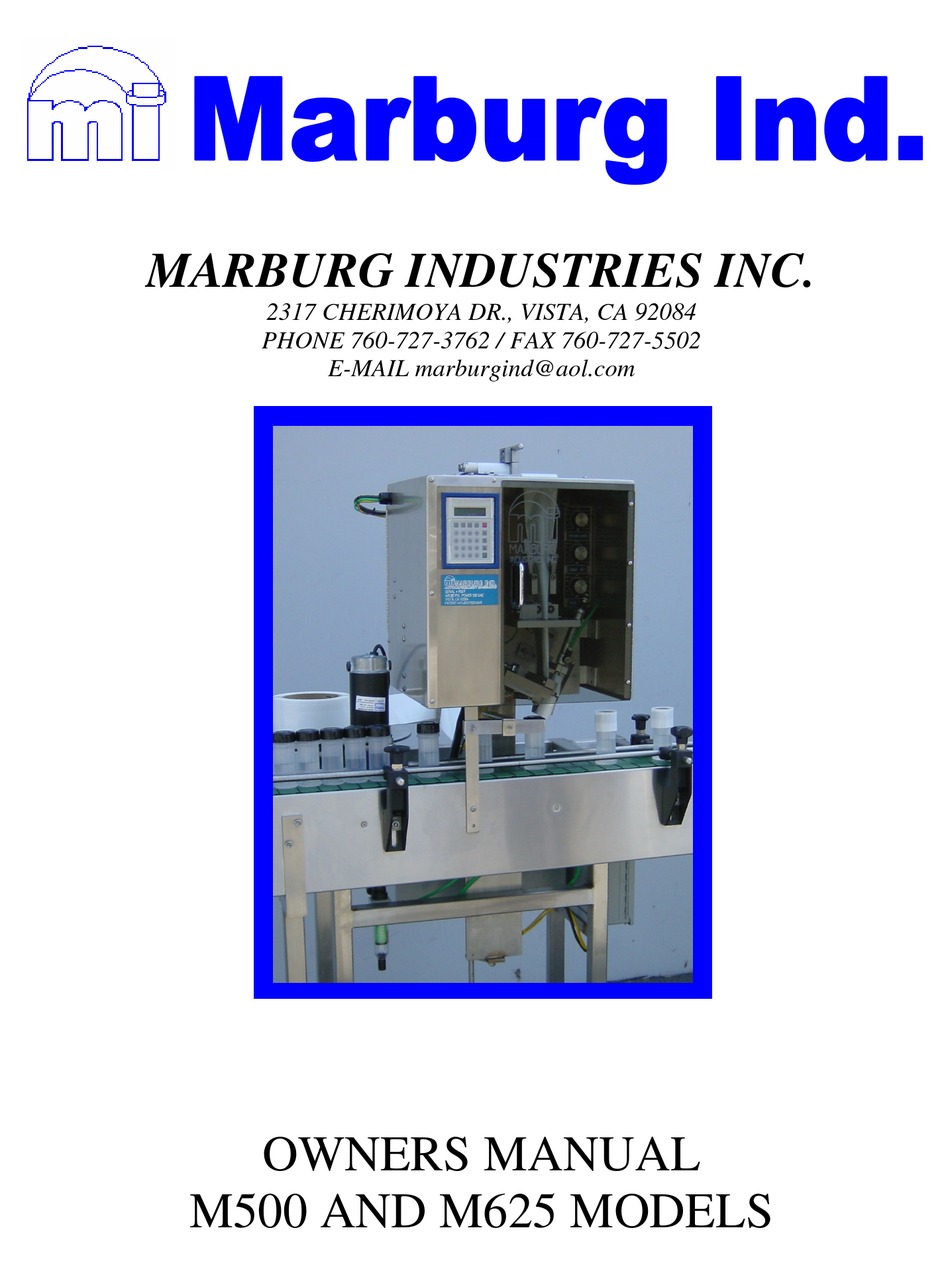 MARBURG INDUSTRIES M500 OWNER