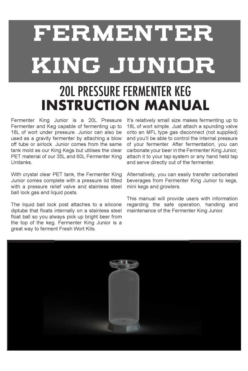 KEG KING FERMENTER KING JUNIOR INSTRUCTION MANUAL Pdf Download ManualsLib