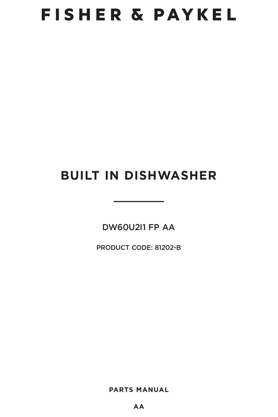 FISHER & PAYKEL DW60U2I1 FP AA MANUAL Pdf Download ManualsLib