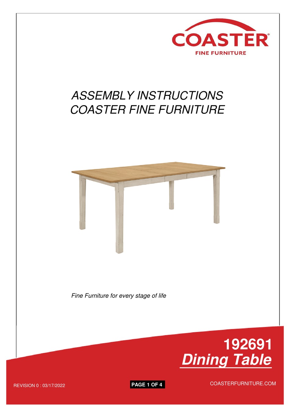 COASTER 192691 ASSEMBLY INSTRUCTIONS Pdf Download ManualsLib