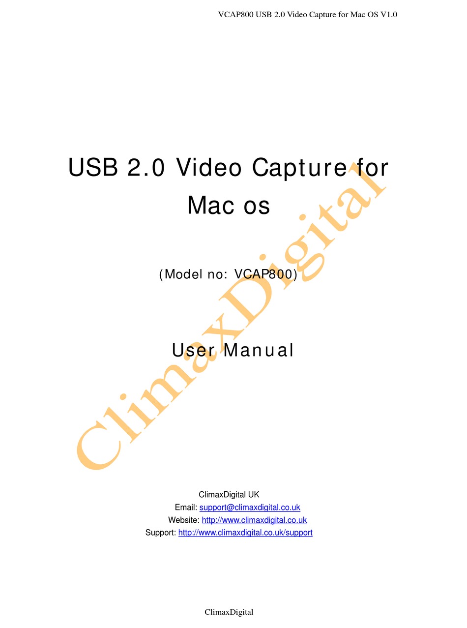 CLIMAXDIGITAL VCAP800 USER MANUAL Pdf Download ManualsLib