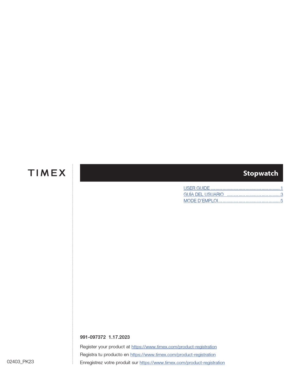 TIMEX STOPWATCH USER MANUAL Pdf Download ManualsLib