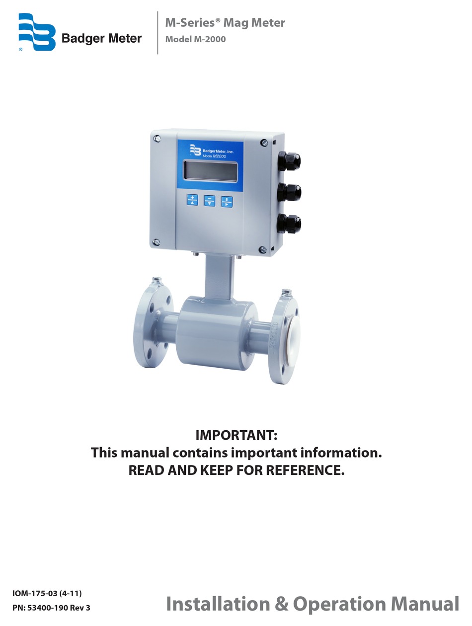 BADGER METER M SERIES INSTALLATION AND OPERATION MANUAL Pdf Download ...