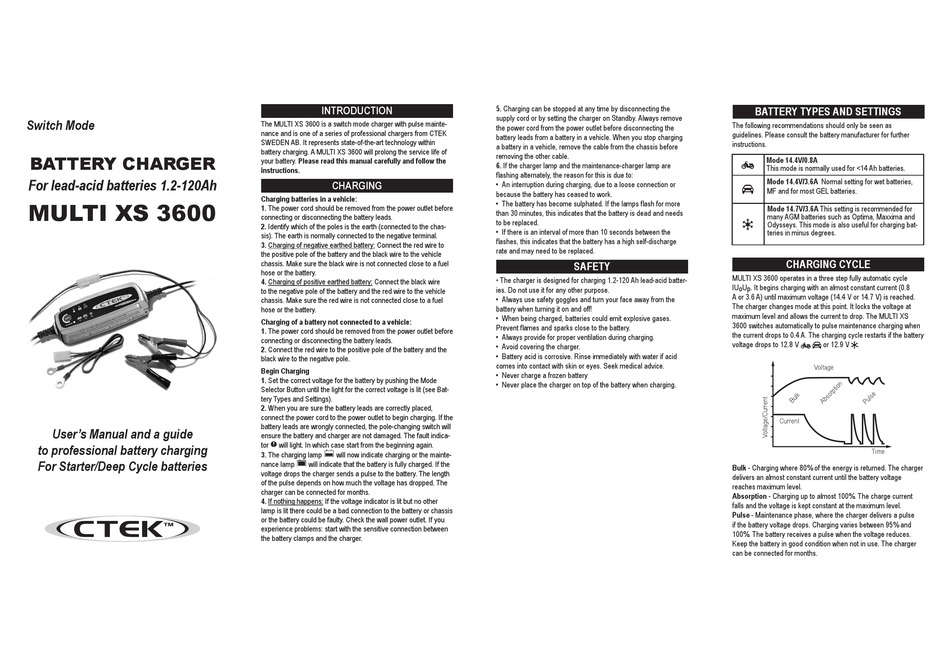 Ctek Multi Xs User Manual And Manual Pdf Download Manualslib