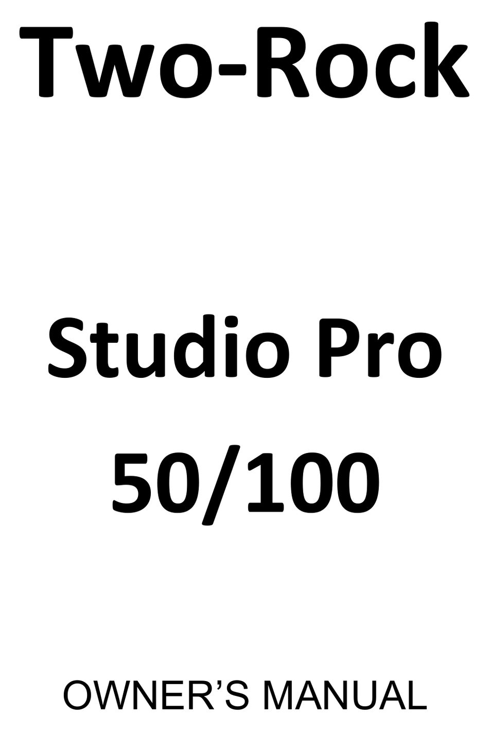 TWOROCK STUDIO PRO 50 OWNER'S MANUAL Pdf Download ManualsLib