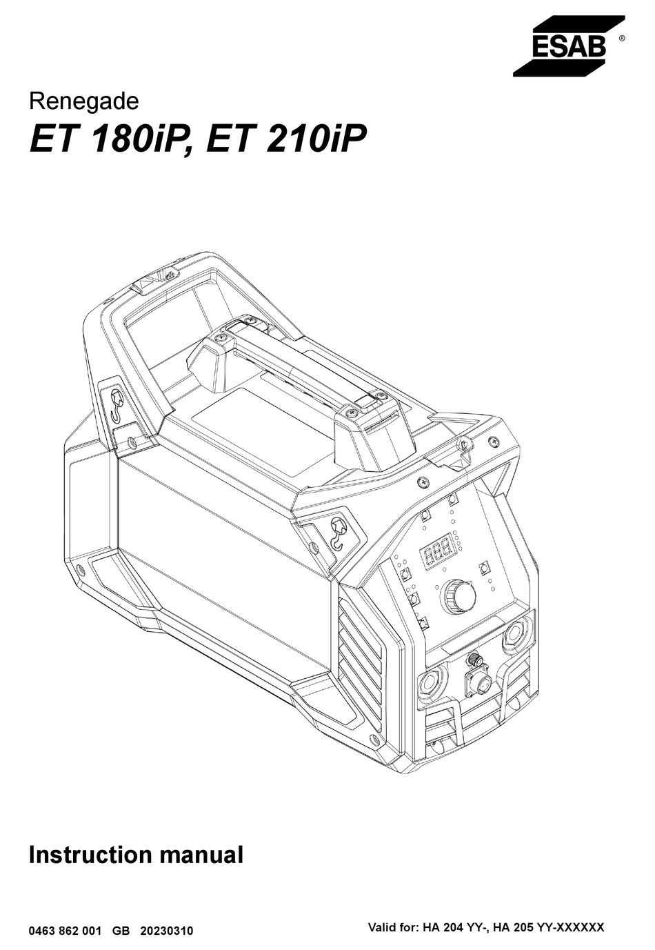 ESAB RENEGADE ET 180IP INSTRUCTION MANUAL Pdf Download ManualsLib