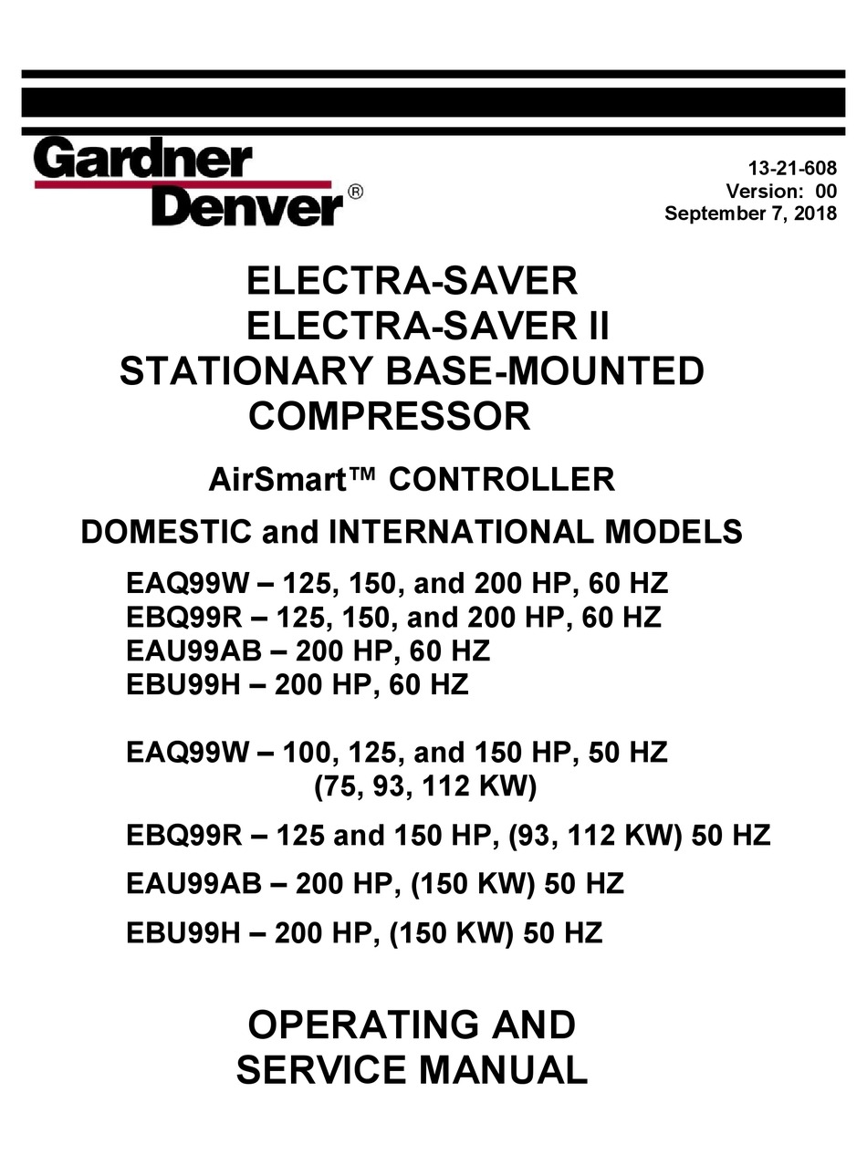 GARDNER DENVER ELECTRASAVER OPERATING AND SERVICE MANUAL Pdf Download