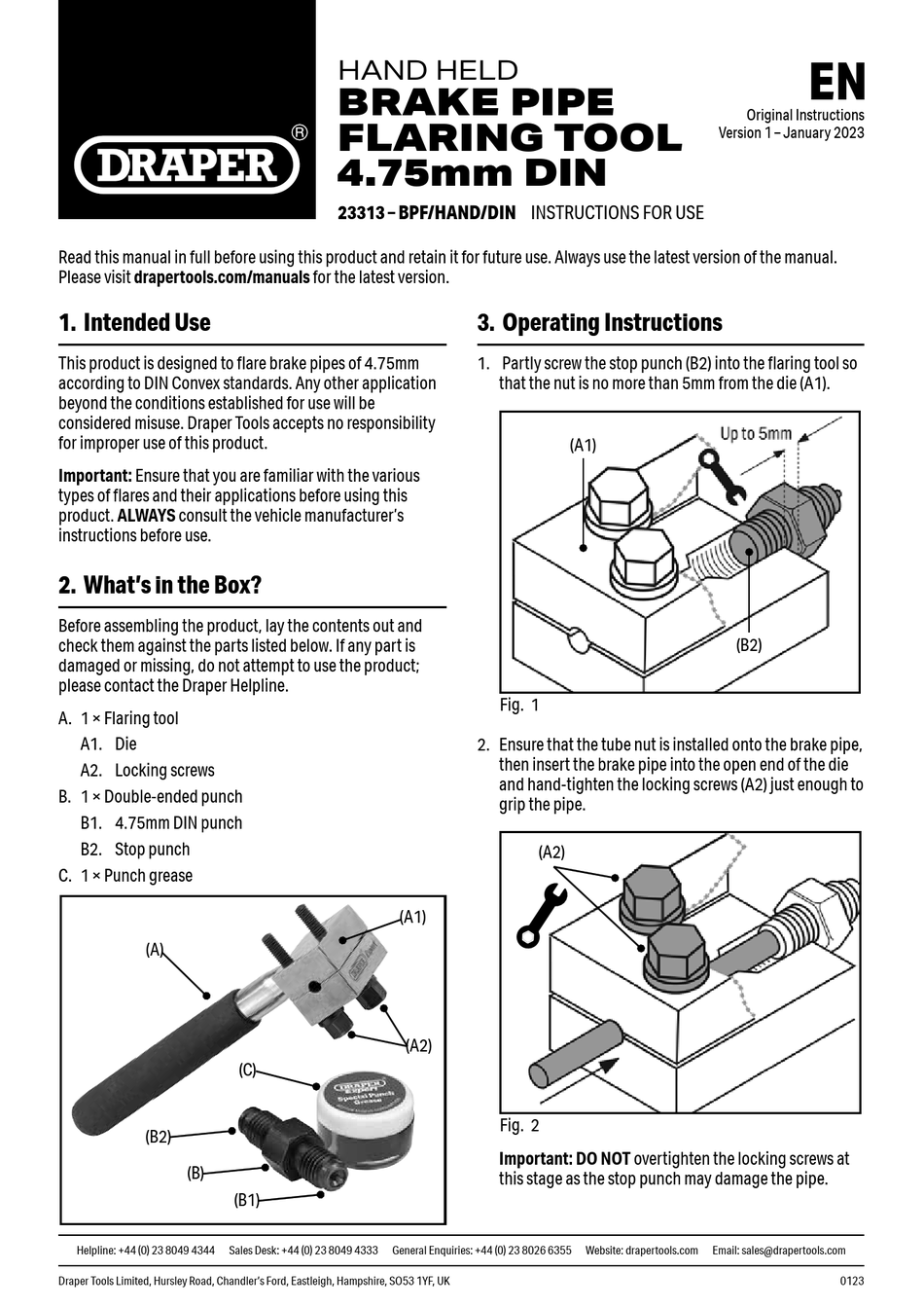 DRAPER 23313 INSTRUCTIONS FOR USE Pdf Download ManualsLib