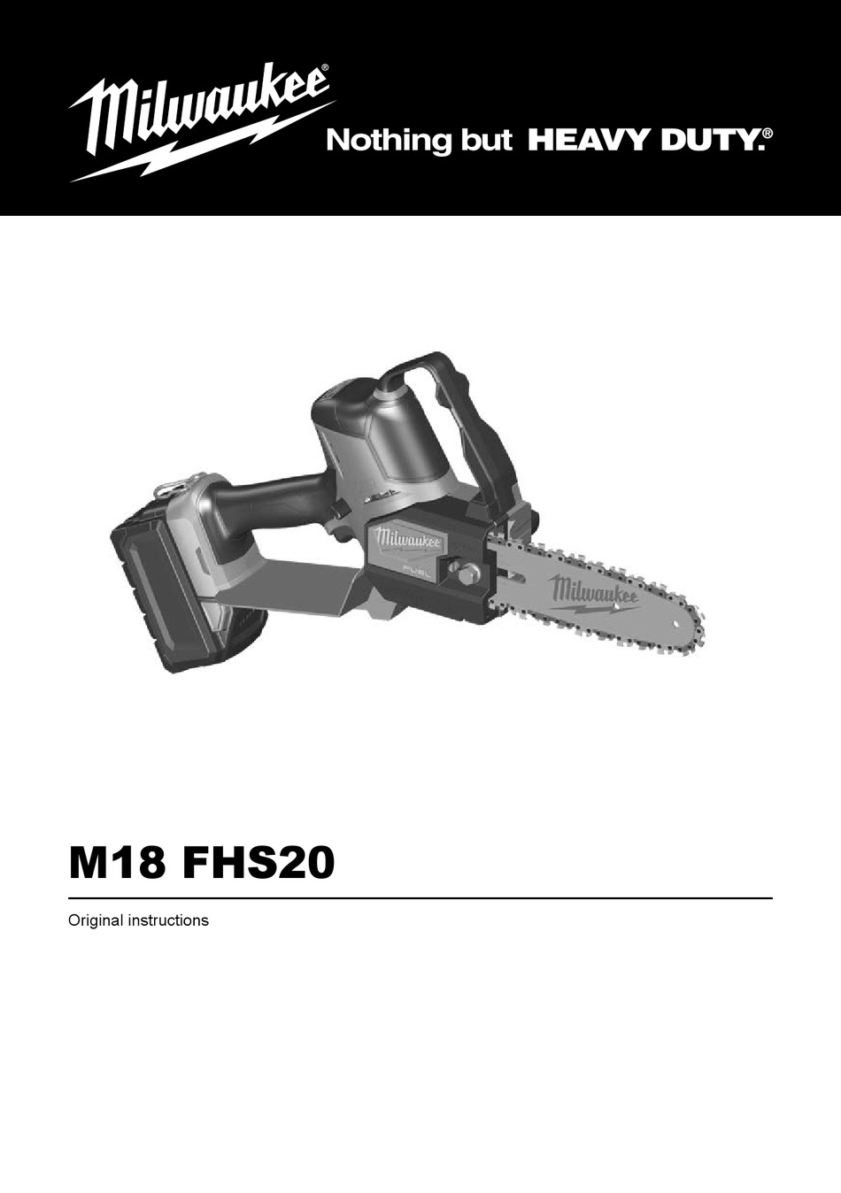 MILWAUKEE M18 FHS20 ORIGINAL INSTRUCTIONS MANUAL Pdf Download ManualsLib