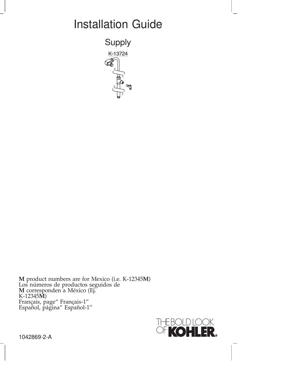 KOHLER SUPPLY K 13724 INSTALLATION MANUAL Pdf Download ManualsLib   Kohler Supply K 13724 