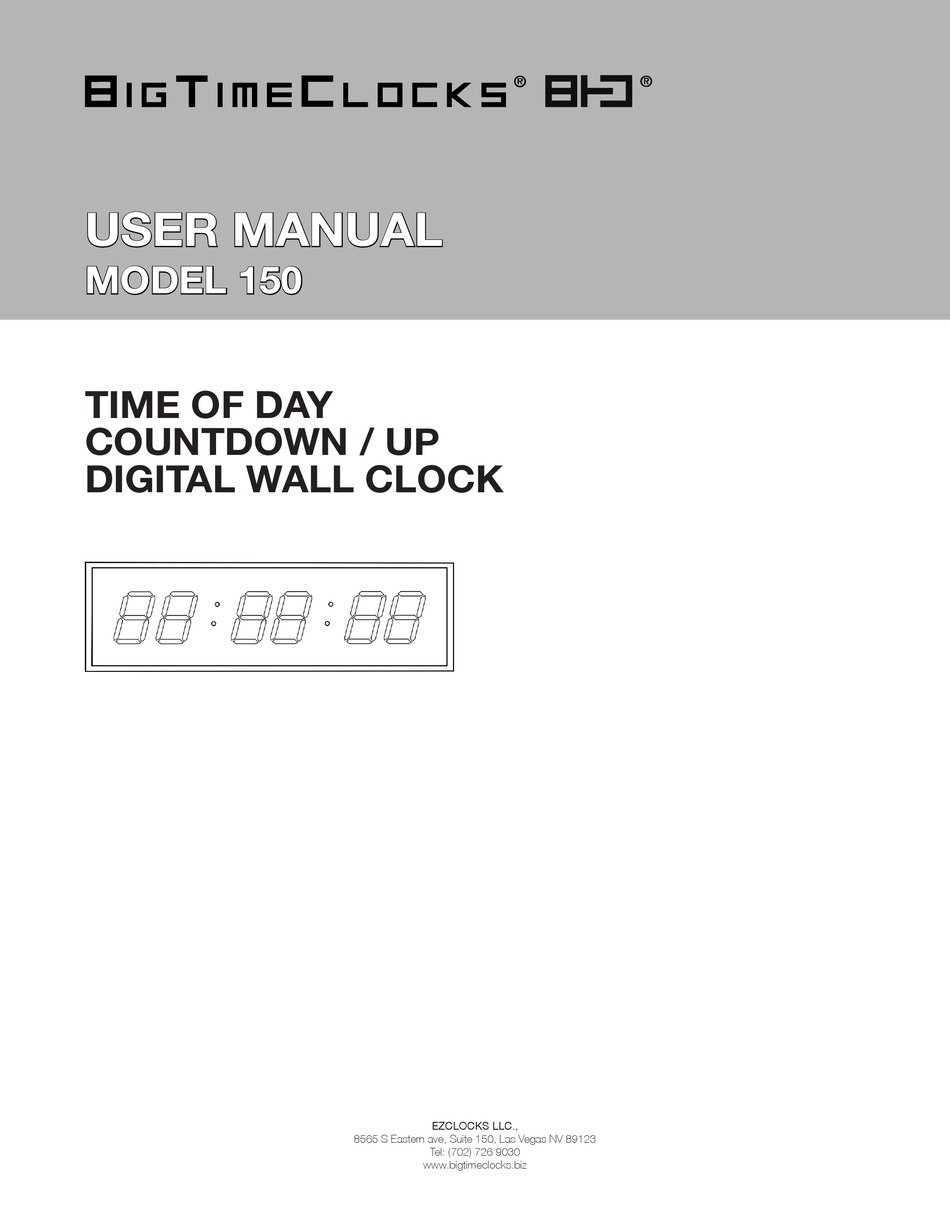 BIGTIMECLOCKS 150 USER MANUAL Pdf Download ManualsLib